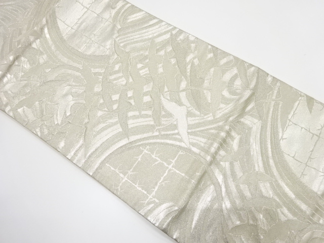 アンティーク　流水に群鶴模様織り出し袋帯（着用可）